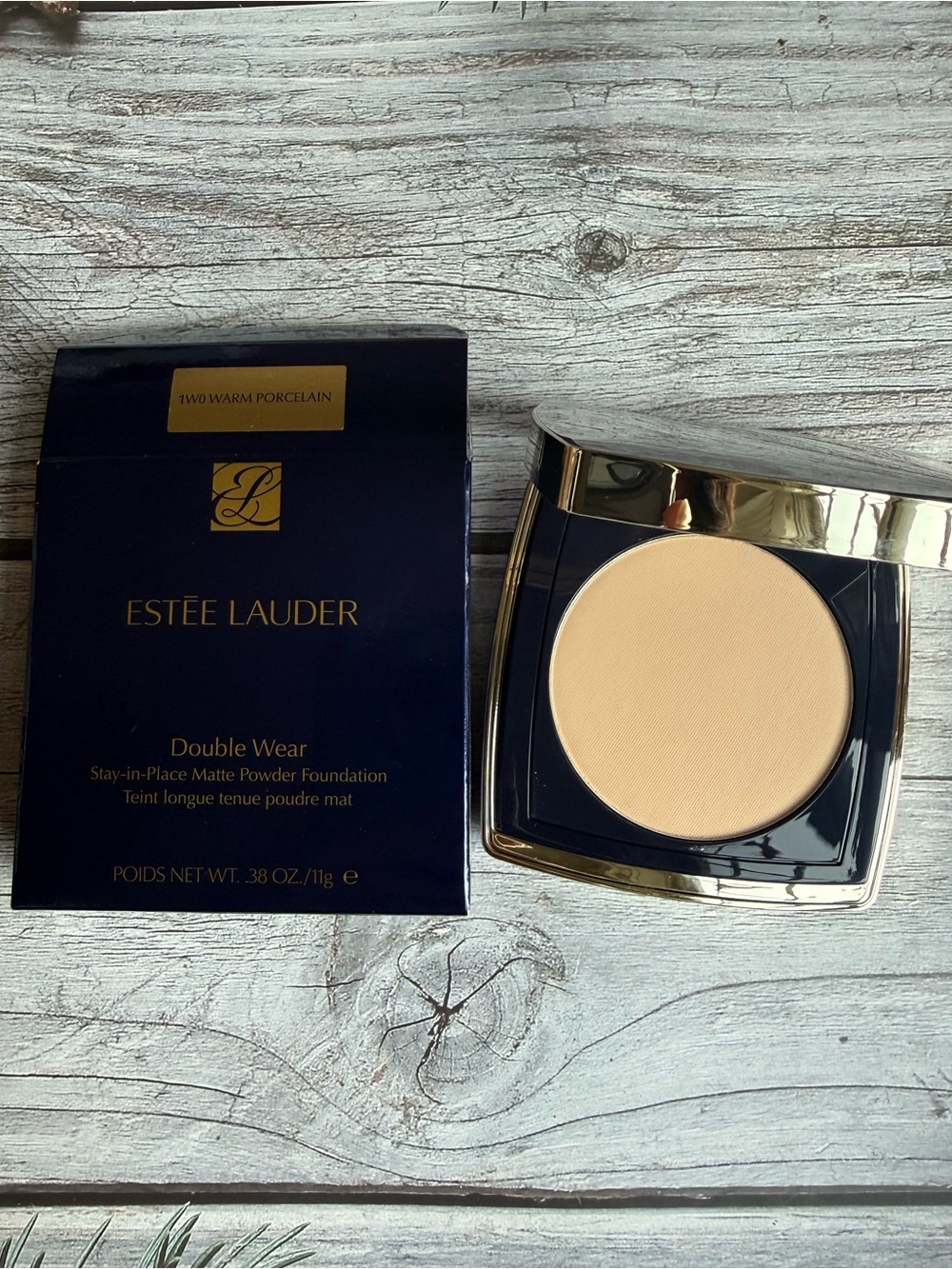 1W0 Warm Porcelain, Estee Lauder Double Wear Matte Powder Foundation, 11g, NIB